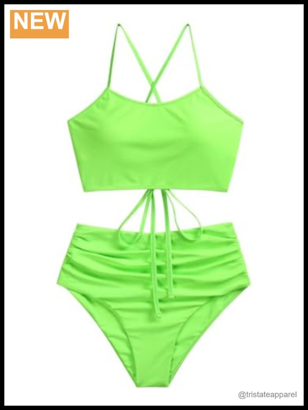 High Waisted Bikini Set Crisscross Tummy Control Two Piece Bathing Suit